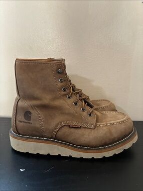 Carhartt Women's 6" Moc Toe Wedge Boots, featuring size 7.6 men